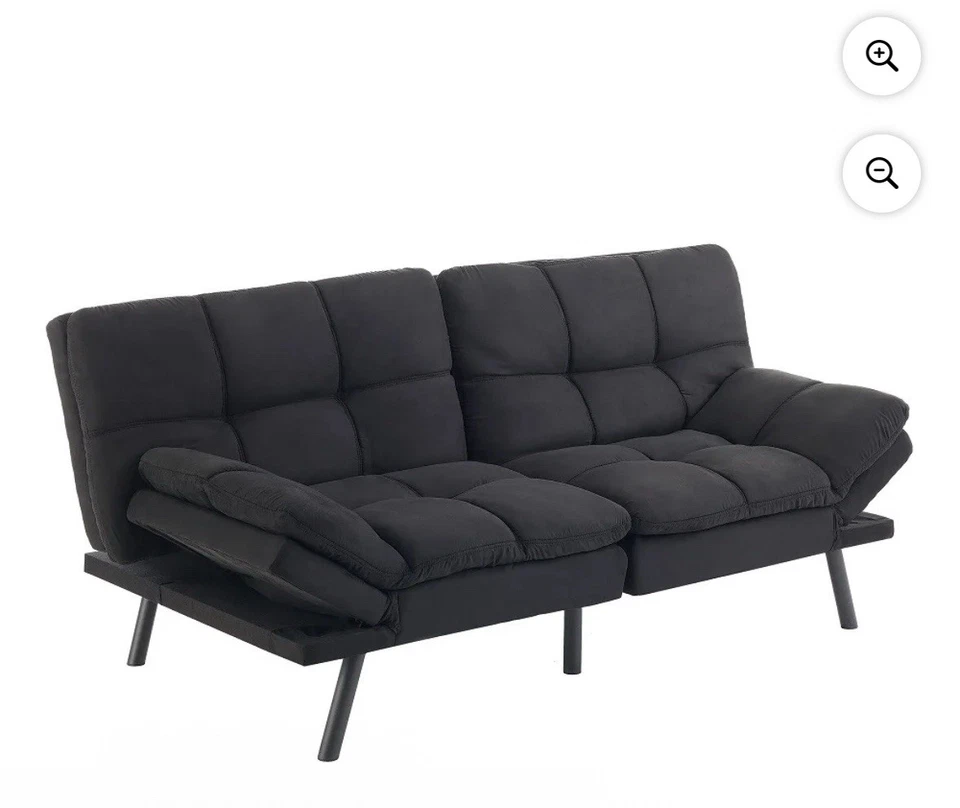 Futón de espuma viscoelástica Mainstays con sofá cama convertible negro de 72" diseño moderno Foto 3 de 4