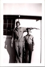 Vintage WWII Era Military Snapshot - Tall and Short Soldiers Candid Photo