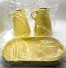 NEW Temptations Woodland ButterCream Vinegar & Oil Dispensers w/ Tray, Cork Lids