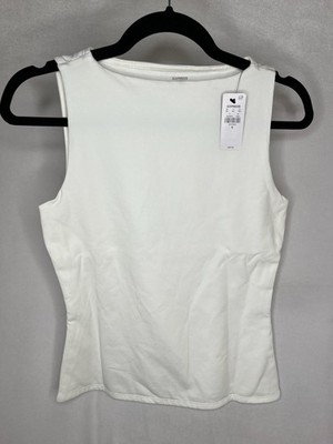 Express Tank Top Womens Medium White Body Contour Stretch Cotton Slim Fit NEW