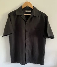 Vintage MOTO S Short Sleeved Skater Black Shirt Button Up Hong Kong Summer Top