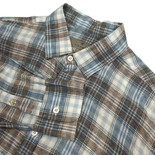 Canali Linen Shirt Mens Large Blue Pliad Long Sleeve Button Up Made in Italy