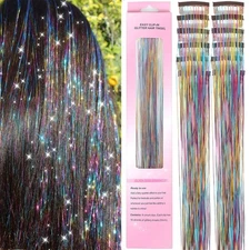 Best Clip in Hair Tinsel 12 Pcs Kit for Girls 22 Inch Glitter Fairy Extensions