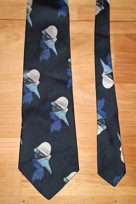 EUC Vintage Scene necktie 50s 60s 70s woman Mod MCM art deco scarf graphic lady