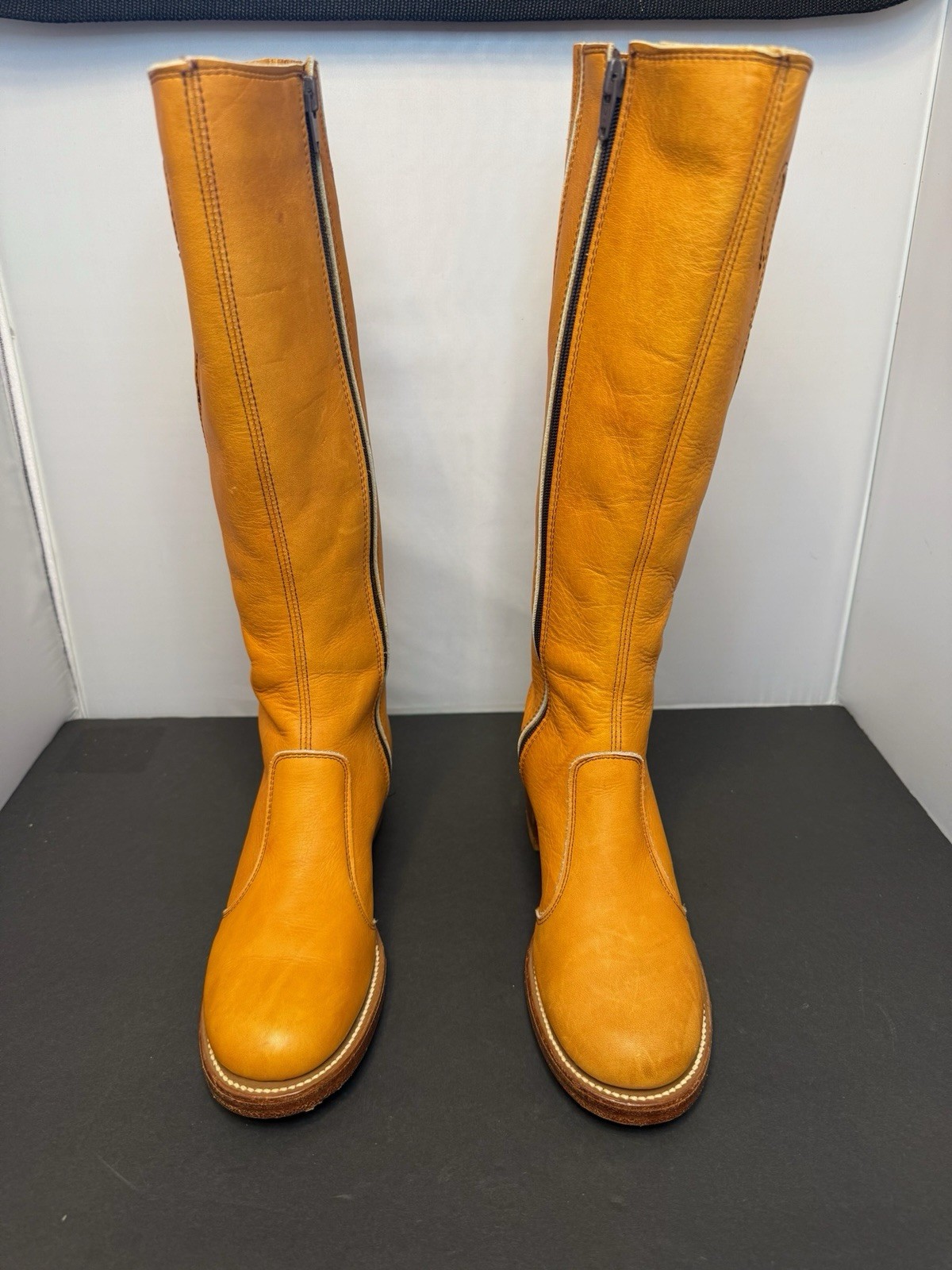 Vintage Frye Campus Boots 1970s Light Tan Size 7B Never Treated Excellent Cond. image 3