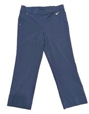 Rafaella Comfort Women  s Black Stretchy Cropped Pants Size 12 Flat Front - EUC