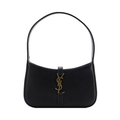 SAINT LAURENT Shoulder Bag Leather Black Gold Auth 166787 | eBay
