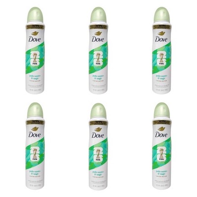 Pack 6 Dove Body Dry Spray Palo Santo & Sage Antiperspirant Deodorant, 3.8 oz