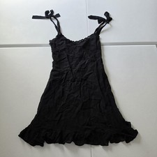 Reformation Dress Christine Womens 4 Black Tie Strap Ruffle LBD Mini Date Night