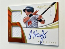 2018 National Treasures Austin Hays /99 RPA Game Used Dual Patch On Card Auto