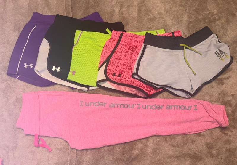 Lot of 6 Items Girls Youth Med Shorts Athletic Joggers Pink Purple Green Black