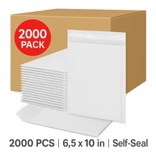 2000 Poly Bubble Mailers 6.5x10 Padded Envelopes Self Seal Shipping Supplies
