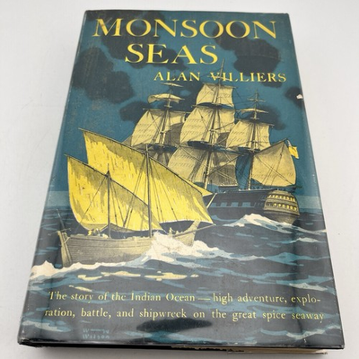 #ad Moonsoon Seas By Alan Villiers 1952 Hardcover Book With Dust Jacket $16.99