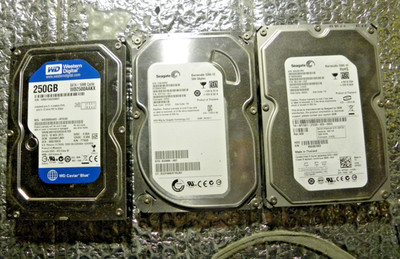 Lot of 3 Vintage Hard Drives Western Digital 250 & 2 Seagate 500 Gig Untested !