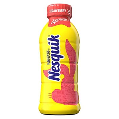 Nesquik Strawberry Flavored Lowfat Milk, Ready to Drink Pack of 12