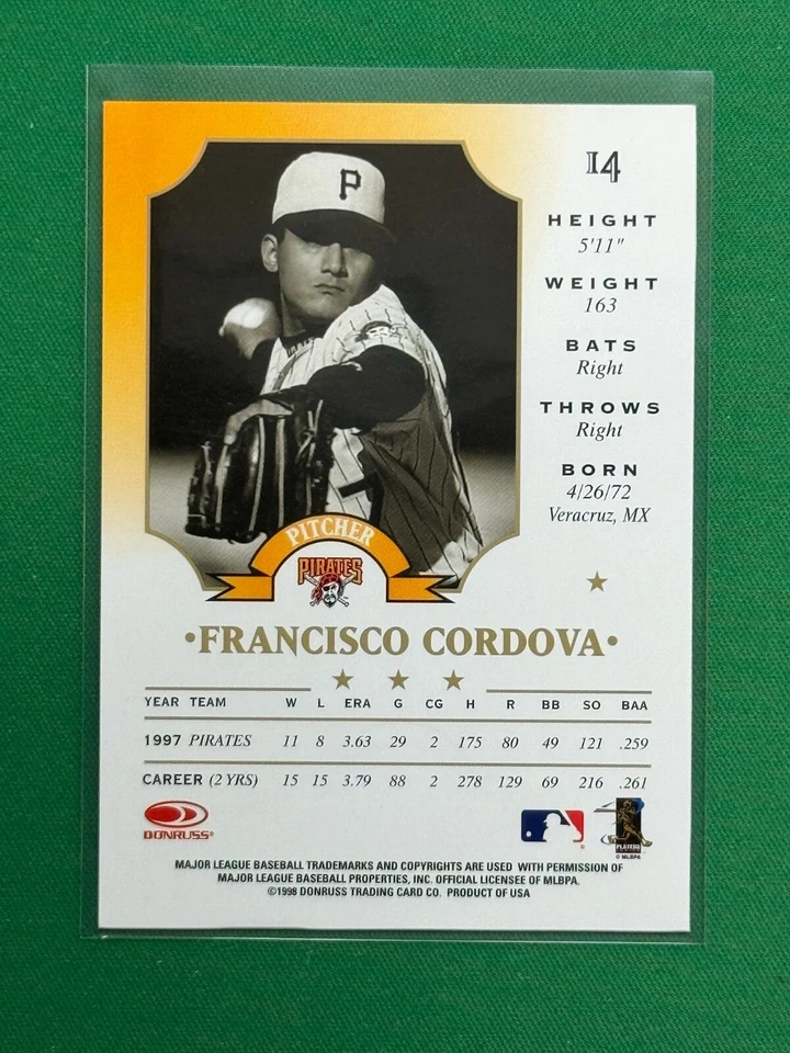 1998 Leaf Baseball Fractal Matrix Bronze #14 Francisco Cordova /1600 - Image 2 of 2