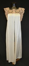 Unbranded Vintage Olga Look White Nylon Taupe Lace Robe sz M