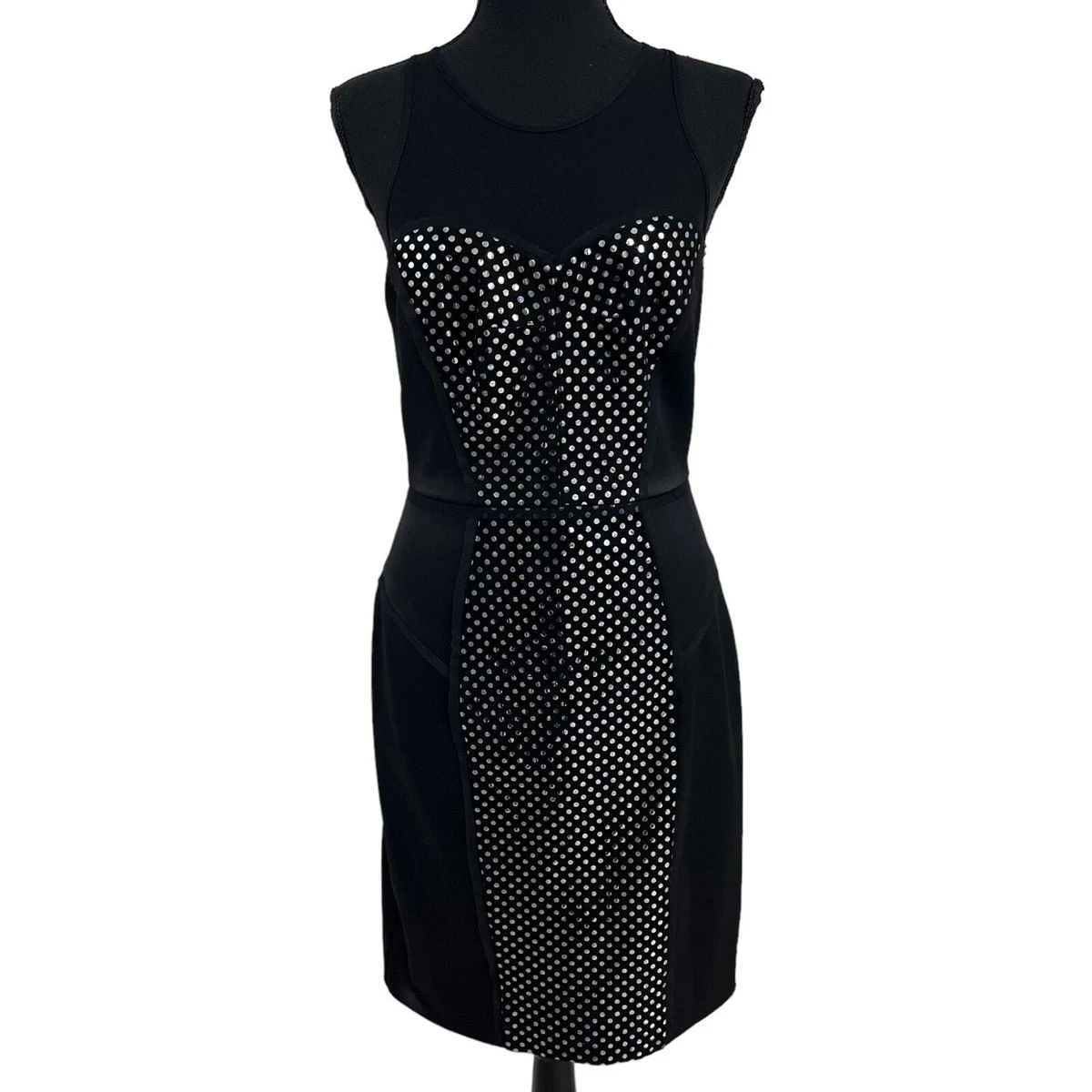 knee length dresses for ladies Milly Faux Leather Trim Dress - Black main image 0