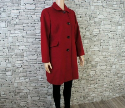 TALBOTS EXTRAVAGANTER DAMEN FELX WOLLE KASCHMIR MANTEL ROT 38 40 NEU 