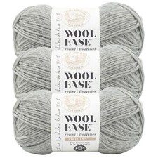  3 Pack Lion Brand Yarn 647-149AY Wool-Ease Roving Origins Yarn, Heather Grey