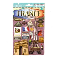Paris France Eiffel Vacation 3D Stickers Scrapbook Planner Travel Journal Crafts