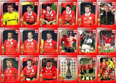 Manchester United 1999 Intercontinental Cup winners football trading cards