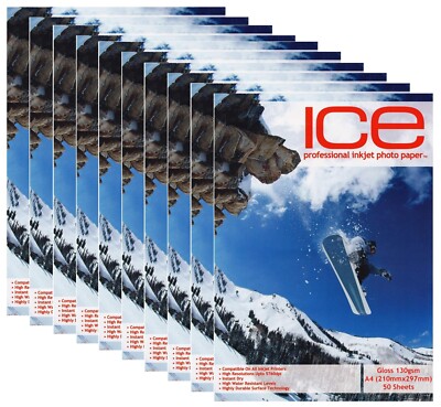 500 ICE 130 gsm A4 einseitig glänzend beschichtet professionelles FOTO TINTENSTRAHLPAPIER