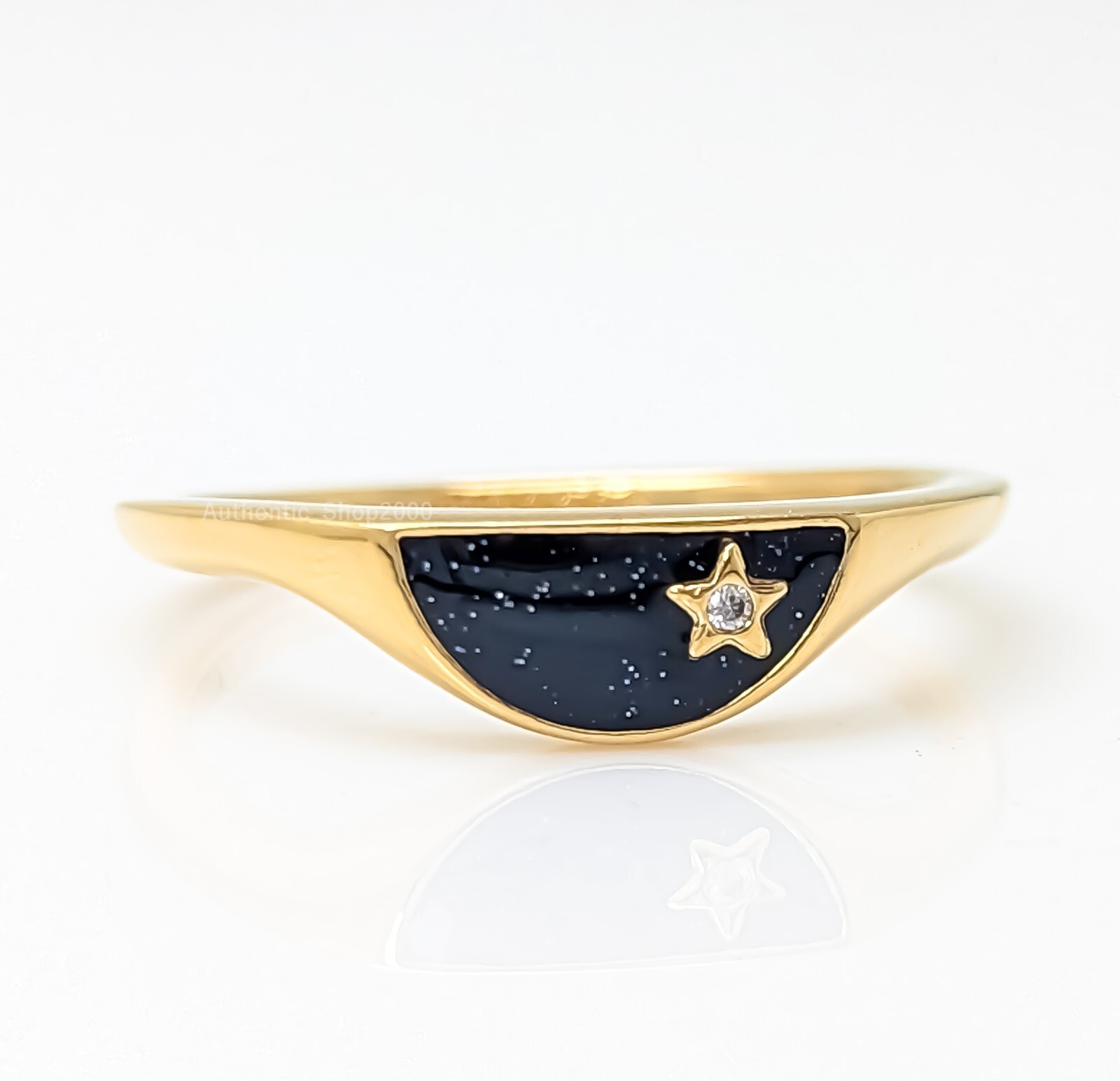 New 100% Authentic PANDORA ME 14K Gold Halved Enamel Signet Ring ...