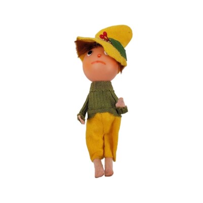 Vintage Christmas Elf Pixie Knee Hugger Ornament Farmer Boy Made in Japan