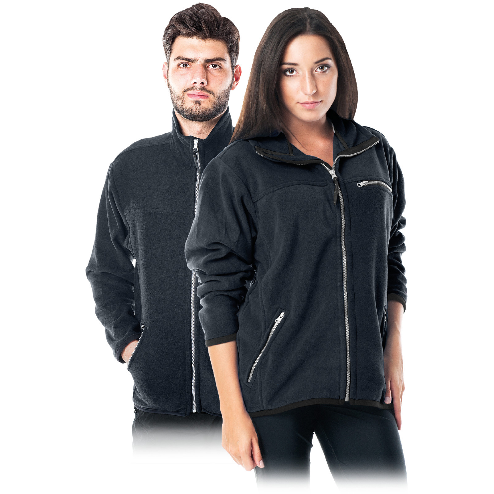 Giacca pile giubbino da lavoro maglione donna uomo blu scuro taglia dalla XXS alla XXXL foto 2