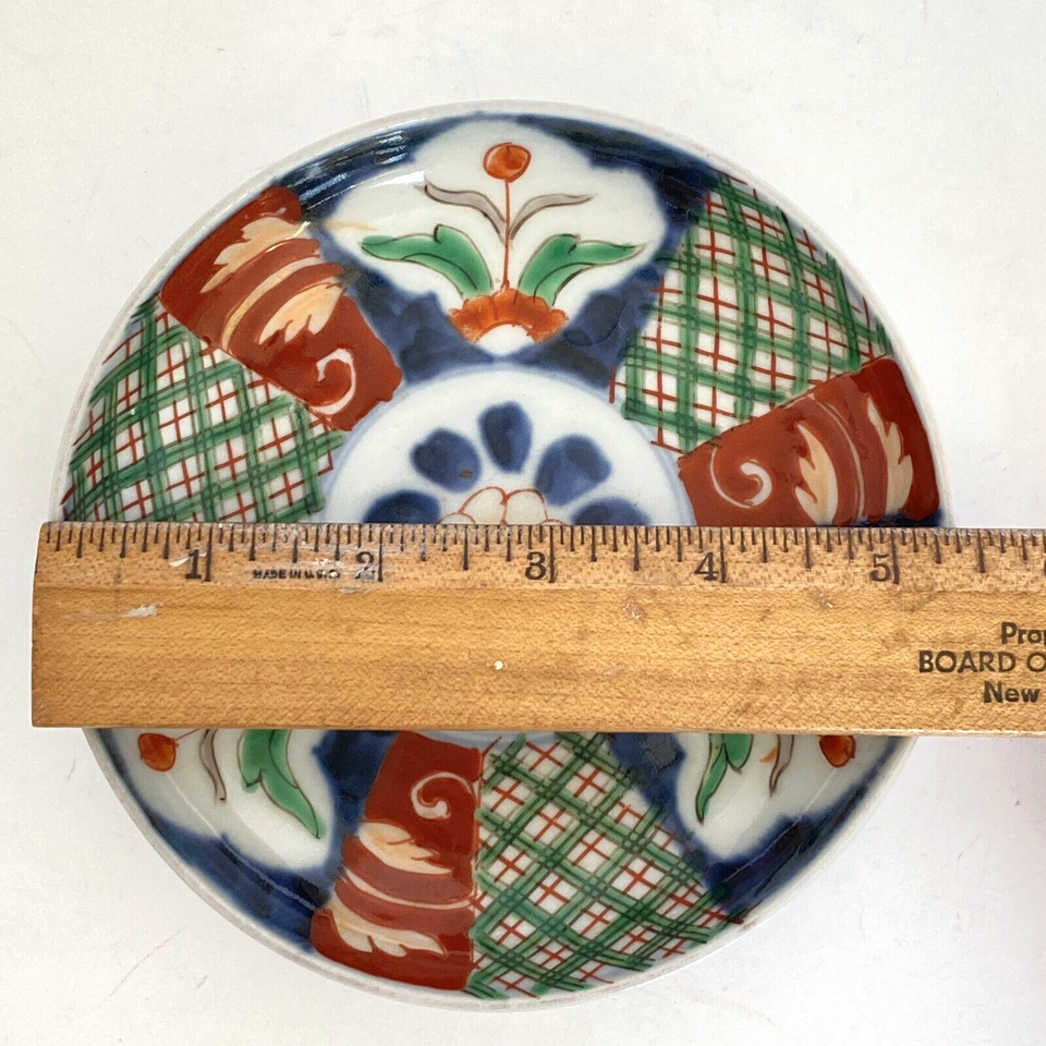 Vintage Japanese Old ImariWare Blue Hand Painted Flowers Shallow Tea