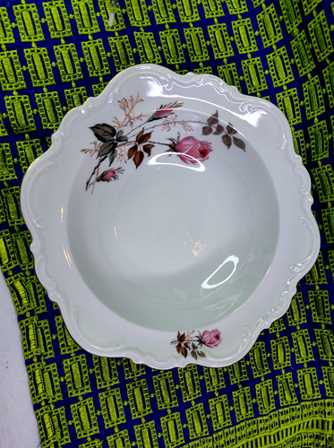 MITTERTEICH BAVARIA GERMANY PORCELAIN Gold Trim Pink ROSE Serving Bowl 10"x9.5" - Picture 5 of 7