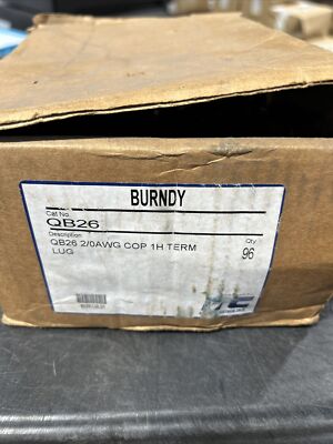 BURNDY QB26 2/0 Awg Polizist 1H Begriff Lasche Masse Kiste (Packung 100) Neu