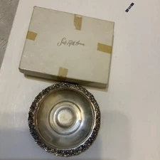 VTG Ornate 800 Silver Tray 4.25” 32g With Glass Franch Duralex Insert 