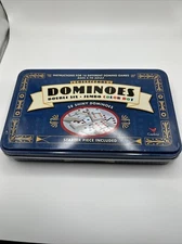 1998 Collectors Dominoes Double Six Jumbo Color Dot 28 Shiny Dominoes in Tin 