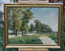 Estate Paesaggio Con Weg – Olio Tela su Cartone, Non Firmato