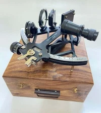 Nautical 9" Solid Aluminium  Tamaya Sextant With Wooden Box Working Navigational