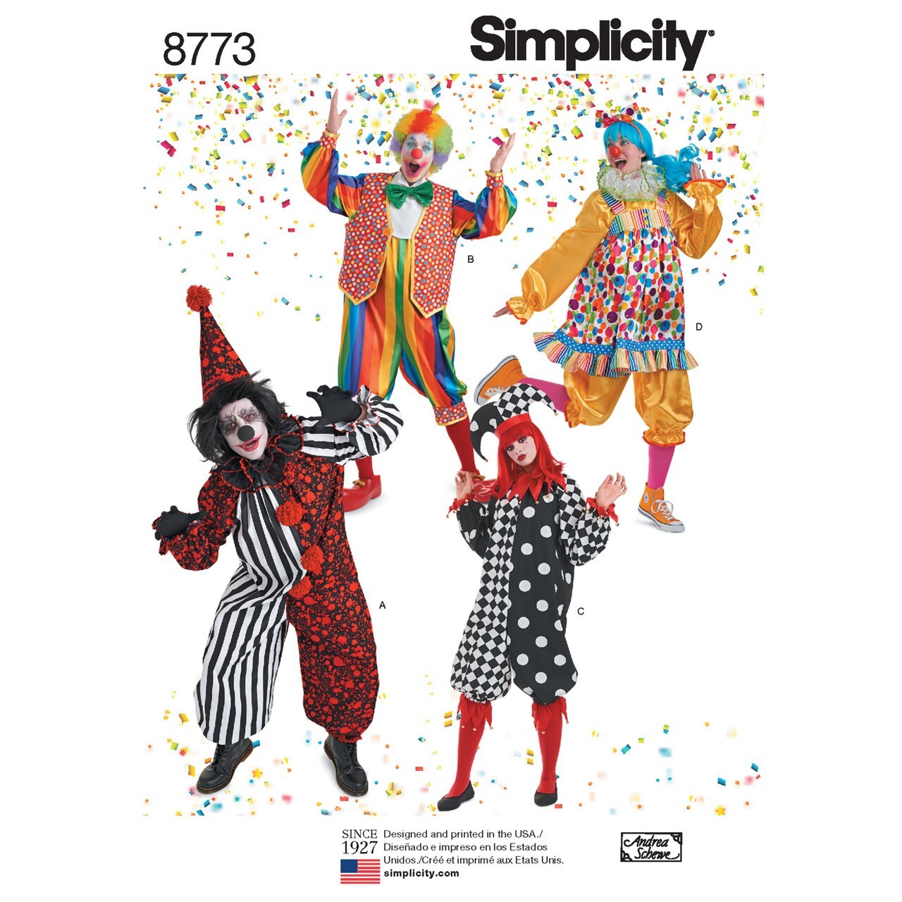 SIMPLICITY 8773 MISSES MEN'S & TEENS Sewing Pattern CLOWN COSTUME Sizes XS-XL