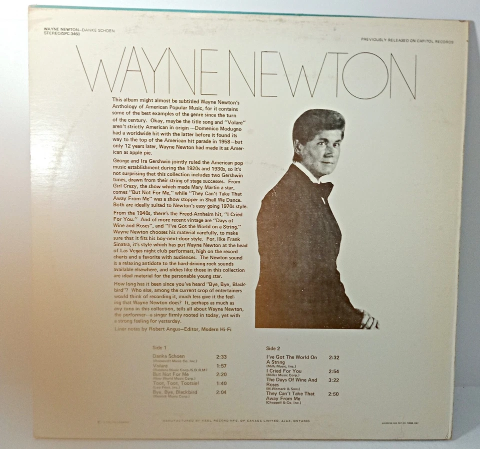 Wayne Newton Danke Schoen LP Vinyl Record 1967 Vintage Stereo SPC-3460 - Image 3 of 4