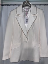 Bnwt Dunnes Stores Cream Pearl Embellished Blazer In Size Small