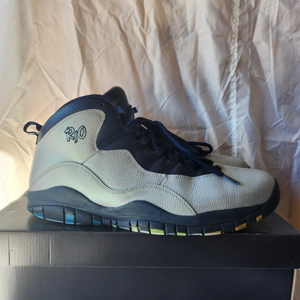 Air Jordan Retro 10 RIO size 14 310805 019 grey blue Missing Soles No Box