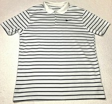Nike Standard Fit Dri-Fit Golf Polo White Stripe Men  s L Collared Shirt W/ Logo