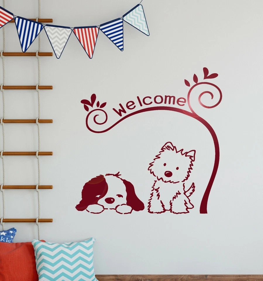 Vinyl Wall Decal Dog Animal Pet Welcome Kids Room Grooming Stickers (ig1337) — 第 2/4 张图片