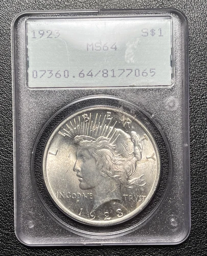 PCGS MS64 1923 Peace Dollar OGH Rattler