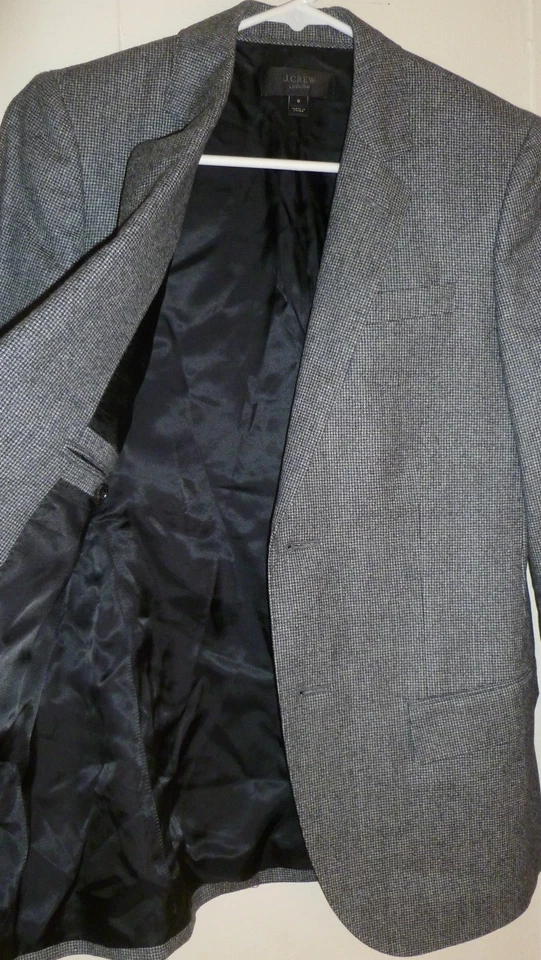 Blazer J.Crew Gris Micro Pata de Gallo Ludlow Juvenil Niño, Talla 6 Foto 4 de 4