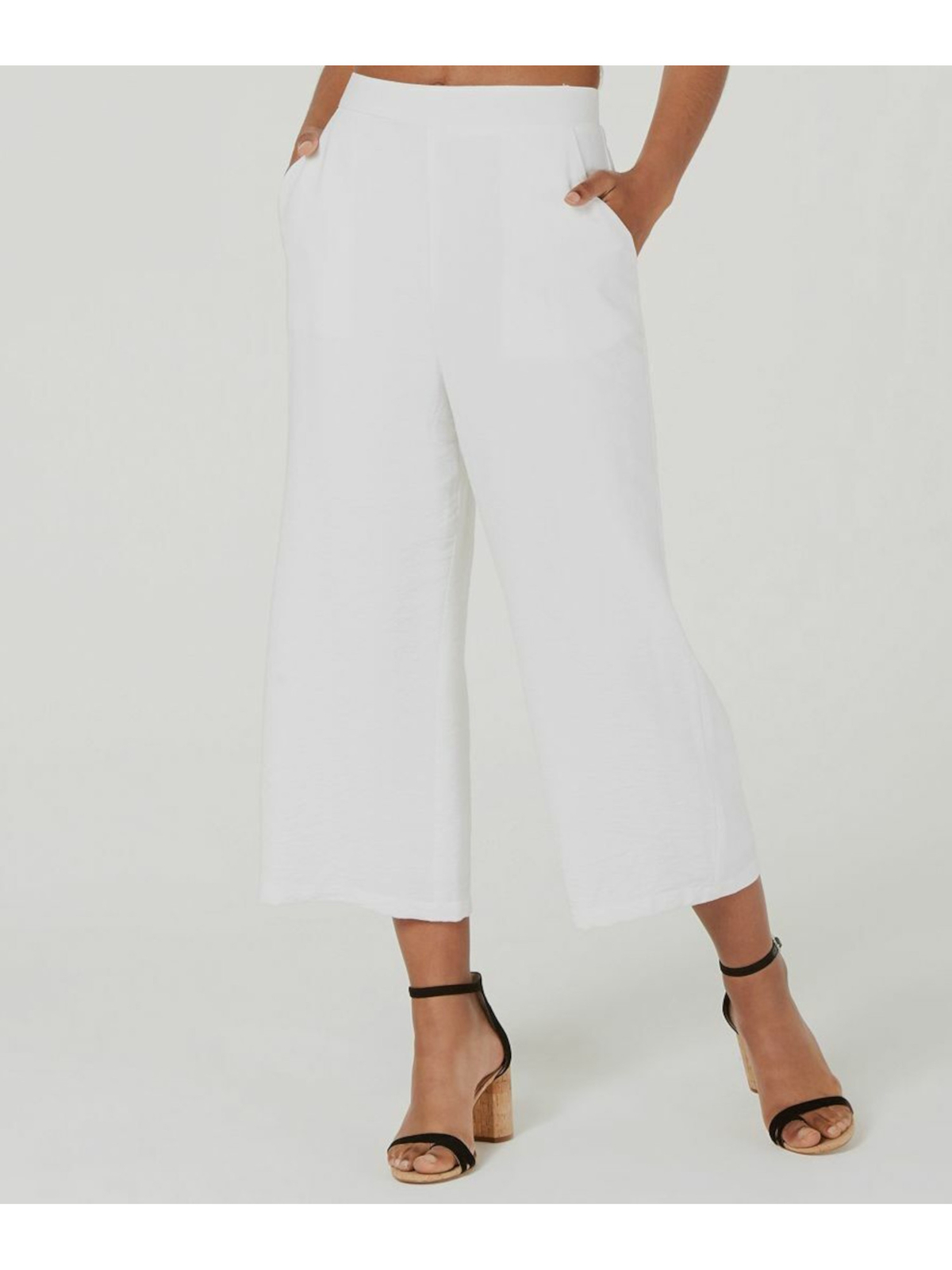 Женские белые укороченные брюки CITY STUDIO с широкими штанинами и карманами на молнии 3