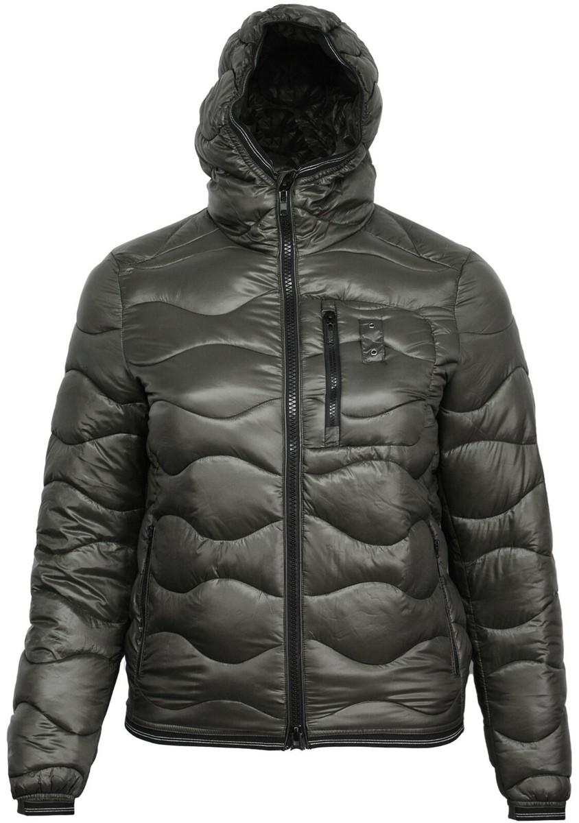 Herren Wave Quilt Pufferjacke Kapuzenmantel Parka Reißverschluss Taschen 256205897323