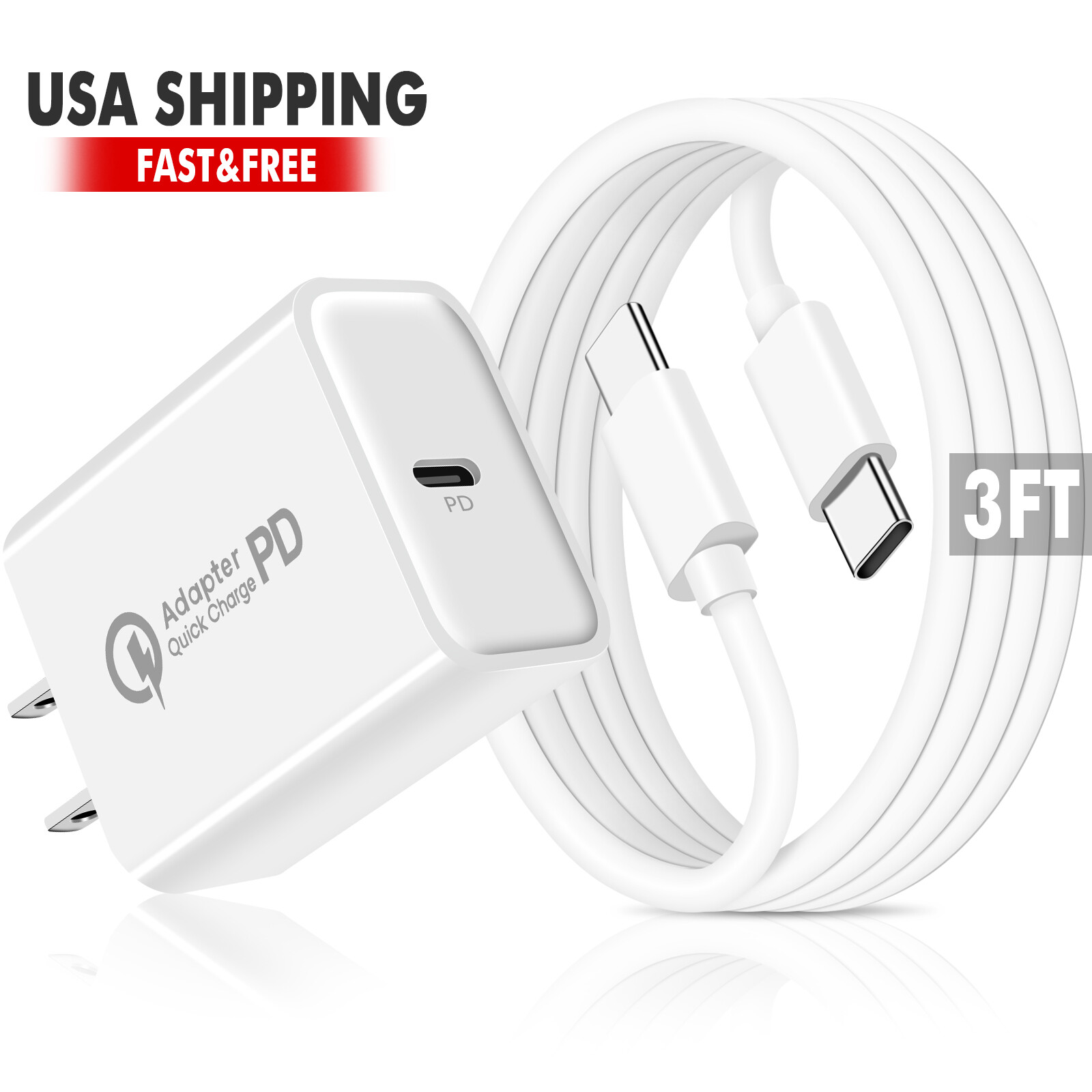 Fast Charger Adapter Plug & 1M USB Charging Cable For Samsung Galaxy Phones Lot
