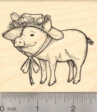 Easter Pig in Bonnet Rubber Stamp K20709 WM