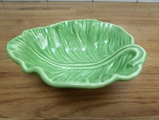 Vintage Olfaire 328  Ceramic Green Cabbage Ware Leaf Decorative Bowl